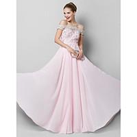 TS Couture Prom Formal Evening Dress - Sparkle Shine A-line Off-the-shoulder Floor-length Chiffon with Appliques