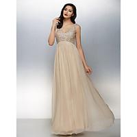 TS Couture Formal Evening Dress - Sparkle Shine A-line V-neck Floor-length Chiffon with Beading