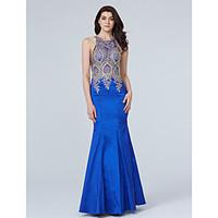 TS Couture Formal Evening Dress - See Through Trumpet / Mermaid Jewel Floor-length Taffeta with Appliques Crystal Detailing