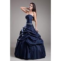 TS Couture Formal Evening Dress - Vintage Inspired Ball Gown Strapless Floor-length Taffeta with Beading Pick Up Skirt