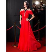 TS Couture Prom Formal Evening Dress - Celebrity Style A-line Jewel Floor-length Chiffon with Beading Draping