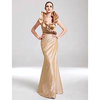 TS Couture Formal Evening / Military Ball Dress - Elegant Plus Size / Petite Trumpet / Mermaid V-neck Floor-length Taffeta with Ruffles / Side