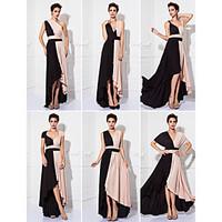 TS Couture Prom / Formal Evening / Military Ball Dress - Color Block Plus Size / Petite Sheath / Column Tea-length Knit with