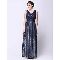 TS Couture Prom Formal Evening Dress - Sparkle Shine A-line V-neck Ankle-length Chiffon with Sequins