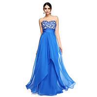 TS Couture Prom Formal Evening Dress - Elegant A-line Sweetheart Floor-length Chiffon with Appliques Beading Sash / Ribbon Ruching