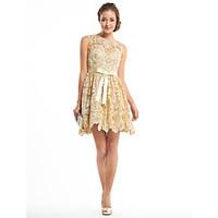 TS Couture Cocktail Party Prom Dress - Short A-line Scoop Short / Mini Lace with Lace