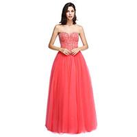 TS Couture Formal Evening Dress - Sparkle Shine A-line Strapless Floor-length Satin Tulle with Beading