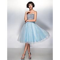 TS Couture Cocktail Party Prom Dress - Sparkle Shine A-line Sweetheart Knee-length Organza Tulle with Sequins