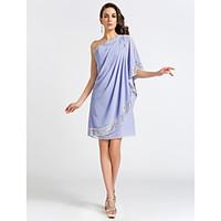 TS Couture Cocktail Party / Wedding Party Dress - Short Plus Size / Petite Sheath / Column One Shoulder Knee-length Chiffon with Side Draping