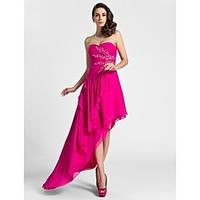 TS Couture Cocktail Party Formal Evening Dress - High Low A-line Sweetheart Knee-length Asymmetrical Chiffon withAppliques Beading