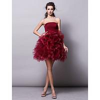 TS Couture Cocktail Party Dress Plus Size / Petite Ball Gown Strapless Short / Mini Tulle with Ruffles / Criss Cross / Ruching