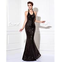 TS Couture Prom / Formal Evening / Black Tie Gala Dress Plus Size / Petite Sheath / Column Halter Floor-length Sequined with