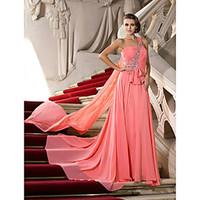 TS Couture Prom / Formal Evening Dress - Open Back Plus Size / Petite A-line / Princess One Shoulder Court Train / Watteau Train Chiffon with Beading