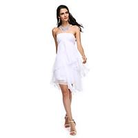 TS Couture Cocktail Party Prom Dress - Short A-line Jewel Asymmetrical Chiffon with Appliques Criss Cross Ruching