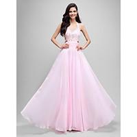 TS Couture Prom Formal Evening Dress - Open Back A-line Halter Floor-length Chiffon with Appliques