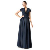 TS Couture Formal Evening / Military Ball / Wedding Party Dress - Elegant Plus Size / Petite Sheath / Column V-neck Floor-length Chiffon