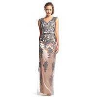 TS Couture Prom Formal Evening Dress - See Through Sheath / Column V-neck Floor-length Lace Tulle with Lace