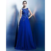 TS Couture Formal Evening Dress - Elegant A-line Scoop Floor-length Chiffon with Appliques