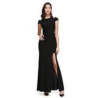 TS Couture Prom Formal Evening Dress - Little Black Dress Sheath / Column Off-the-shoulder Ankle-length Jersey with Split Front