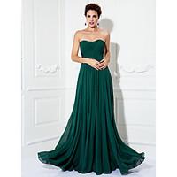 TS Couture Prom Formal Evening Military Ball Dress - Open Back A-line Princess Strapless Sweep / Brush Train Chiffon withDraping Criss