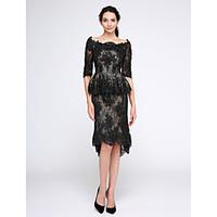 TS Couture Cocktail Party Homecoming Prom Dress - Little Black Dress Sheath / Column Bateau Knee-length Lace with Appliques Beading