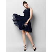 TS Couture Cocktail Party Prom Dress - Short A-line Bateau Knee-length Chiffon with Beading Draping Ruching