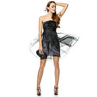 TS Couture Cocktail Party Prom Company Party Dress - Little Black Dress A-line Strapless Short / Mini Organza with Flower(s) Side Draping