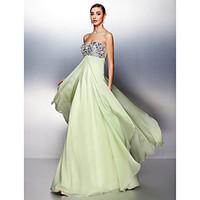 TS Couture Prom / Formal Evening Dress Plus Size / Petite A-line Sweetheart Floor-length Chiffon with Beading / Crystal Detailing / Ruching / Sequins