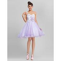 TS Couture Cocktail Party Homecoming Sweet 16 Dress - Elegant A-line Ball Gown One Shoulder Sweetheart Knee-length Tulle withBeading