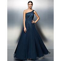 TS Couture Prom / Formal Evening / Black Tie Gala Dress Plus Size / Petite A-line One Shoulder Floor-length Tulle with Appliques