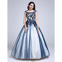 ts couture prom dress color block ball gown scoop floor length lace tu ...