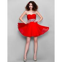 TS Couture Prom Dress - Short A-line Sweetheart Short / Mini Chiffon with Beading Criss Cross