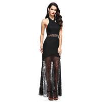 ts couture prom formal evening dress see through sheath column halter  ...