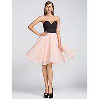 TS Couture Cocktail Party Homecoming Wedding Party Dress - Short A-line Sweetheart Knee-length Chiffon with Pleats