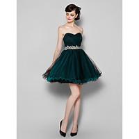 TS Couture Cocktail Party Prom Company Party Dress - Short A-line Sweetheart Knee-length Tulle with Side Draping