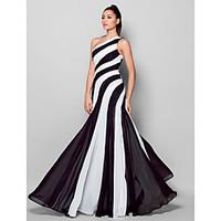 ts couture formal evening dress color block sheath column one shoulder ...