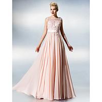 TS Couture Prom Dress - See Through A-line Jewel Floor-length Chiffon Lace with Lace
