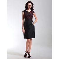 TS Couture Cocktail Party Wedding Party Holiday Dress - Little Black Dress Sheath / Column V-neck Knee-length Taffeta withRuffles Criss