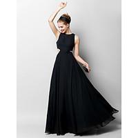 TS Couture Formal Evening Dress - Elegant A-line Jewel Floor-length Chiffon with Pleats