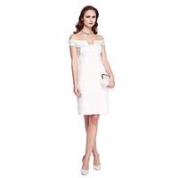TS Couture Cocktail Party Prom Dress - Celebrity Style Sheath / Column Off-the-shoulder Knee-length Jersey with Pleats