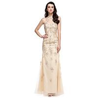 TS Couture Prom Formal Evening Dress - Sparkle Shine Sheath / Column Halter Ankle-length Lace Tulle with Appliques Flower(s)