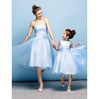 TS Couture Cocktail Party Dress - Mini Me A-line Strapless Knee-length Tulle with Flower(s) Sash / Ribbon Ruching