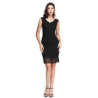 TS Couture Cocktail Party Prom Dress - Little Black Dress Sheath / Column V-neck Short / Mini Lace with Lace