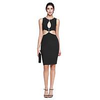 TS Couture Cocktail Party Prom Dress - Ivanka Style Celebrity Style Little Black Dress Sheath / Column Jewel Knee-length Jersey withPearl