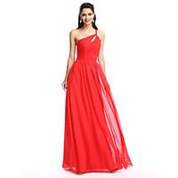 TS Couture Prom Formal Evening Dress - Elegant A-line One Shoulder Floor-length Chiffon with Side Draping Ruching