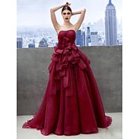 TS Couture Prom Formal Evening Dress - Vintage Inspired A-line Sweetheart Chapel Train Organza with Side Draping