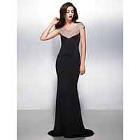 TS Couture Formal Evening / Black Tie Gala Dress - Beautiful Back Trumpet / Mermaid V-neck Sweep / Brush Train Jersey with Beading