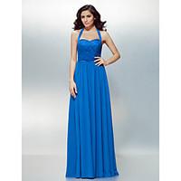 TS Couture Formal Evening Dress Plus Size / Petite A-line Halter Floor-length Chiffon / Lace with Lace / Sash / Ribbon