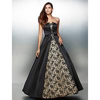 TS Couture Formal Evening Dress - Vintage Inspired A-line Strapless Ankle-length Lace Satin with Lace