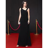 TS Couture Formal Evening Dress - Open Back Sheath / Column V-neck Ankle-length Jersey with Pleats